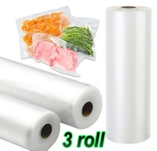 3 Roll 11"x50' Food Saver Vacuum Sealer Bags Rolls 7.5 Mil Embossed Storage Bags