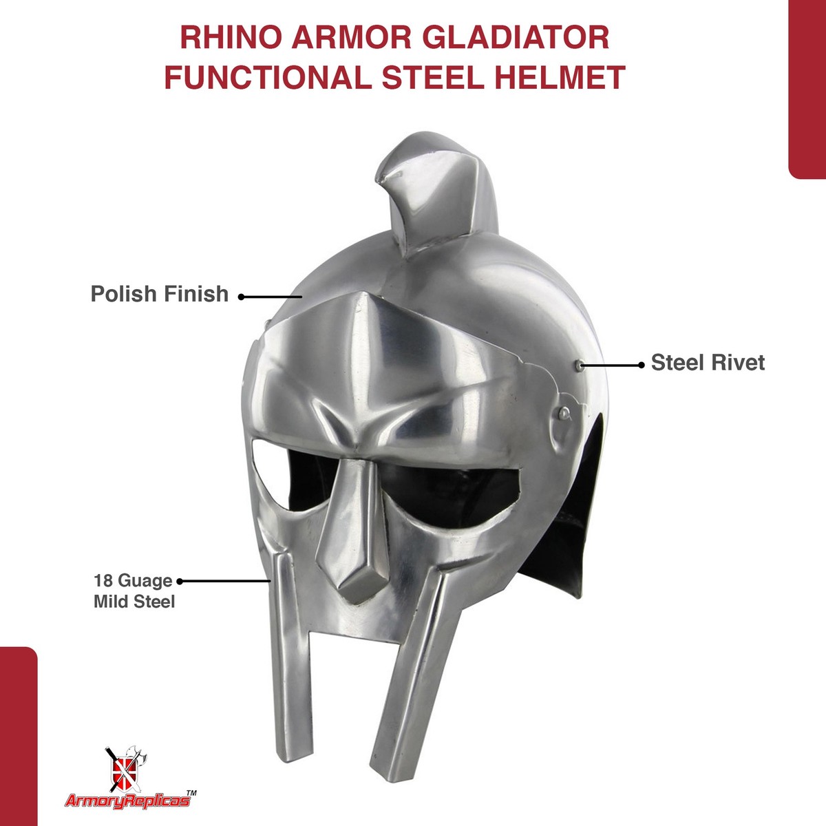 GLADIATOR FULL HEAD FACE ARMOR HELMET STEEL RHINO SPIKE TOP MOUTH
