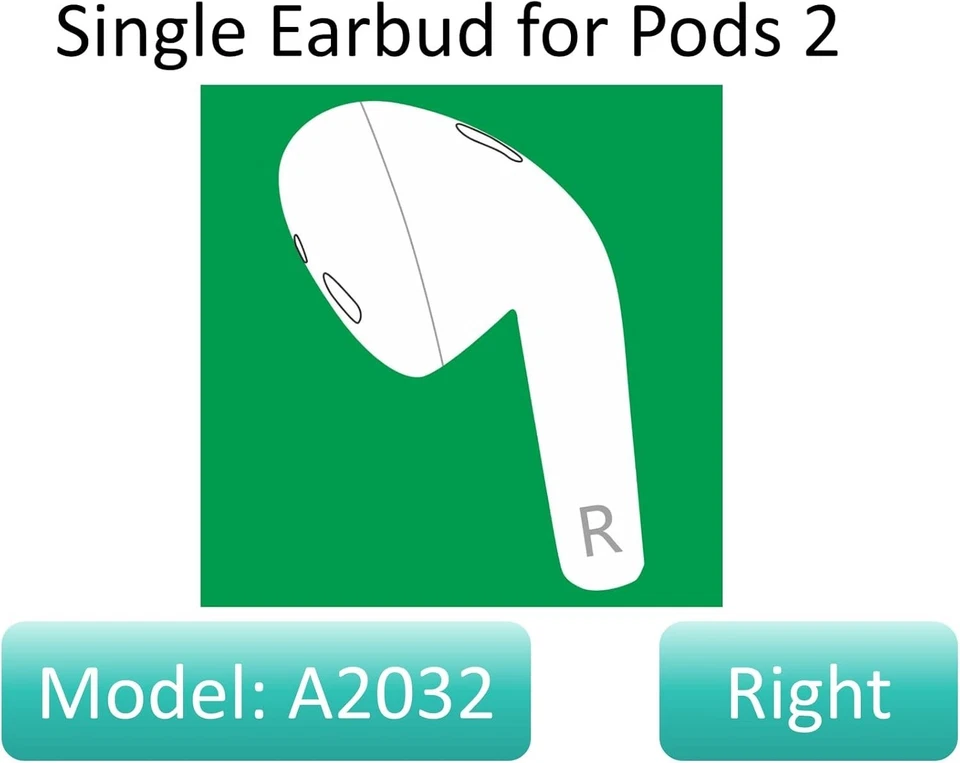 Single Right Earbud for Air Pods 2 A1938 Charging Case - Image 4 of 4