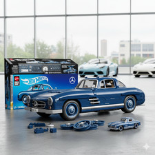 Mattel Brick Shop Hot Wheels Premium Series Mercedes-Benz 300SL with 1600 Pieces