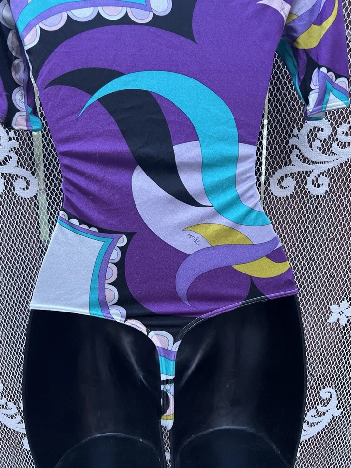 BODY VINTAGE EMILLIO PUCCI TALLA S Tejido Geométrico Foto 4 de 4
