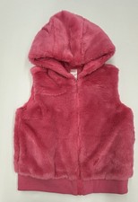 Gymboree Vest Girls 7/8 Pink Faux Fur Reversible Hooded Pockets NEW