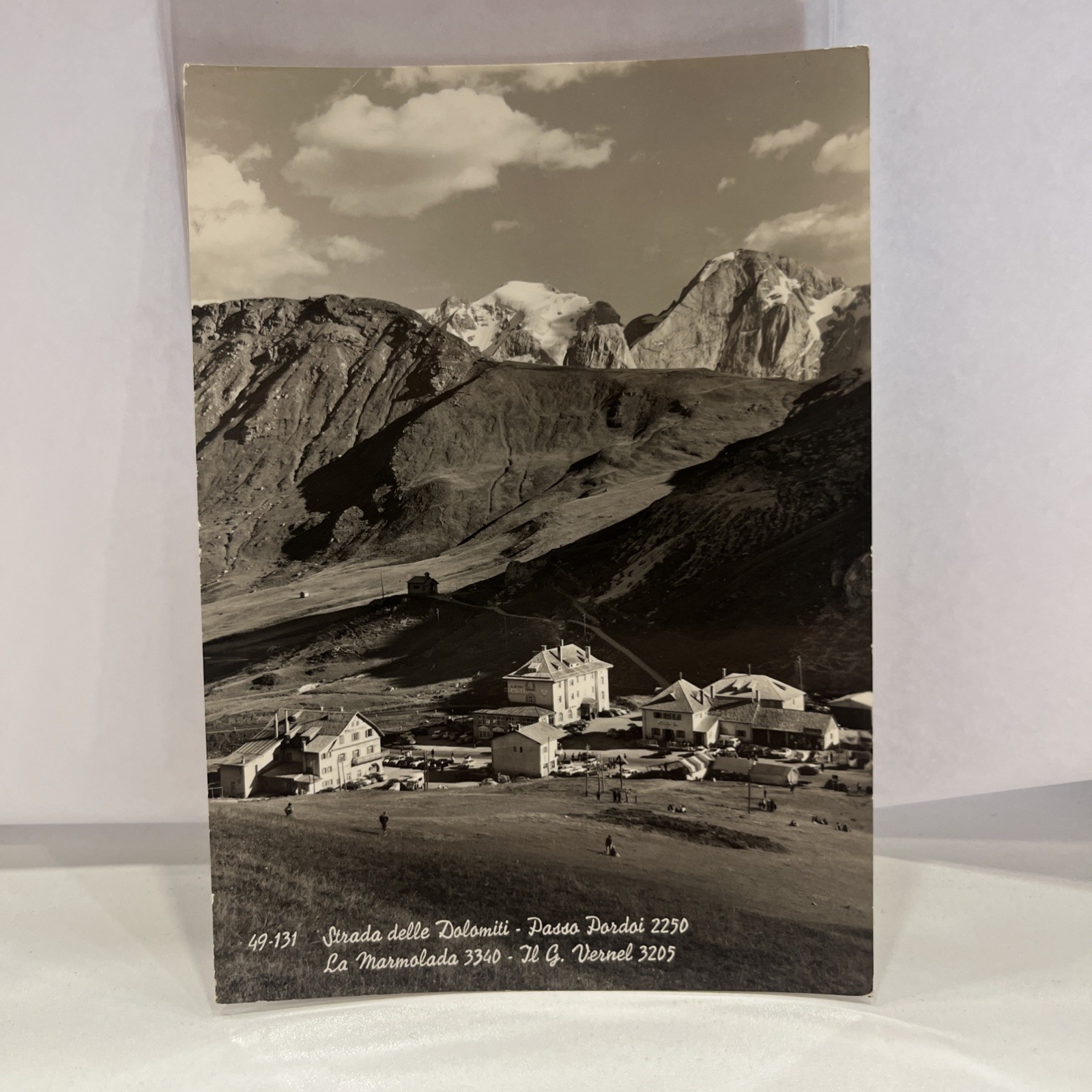 CARTOLINA BIANCO NERO STRADA DELLE DOLOMITI PASSO PORDOI - MARMOLADA - G. VERNEL