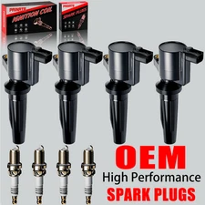 4X OEM Ignition Coil & 4X Iridium Spark Plug For Ford Focus Fusion Escape FD505