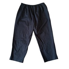 Eileen Fisher Black Organic Cotton Spandex Elastic Waist Cropped Pants Size 1X