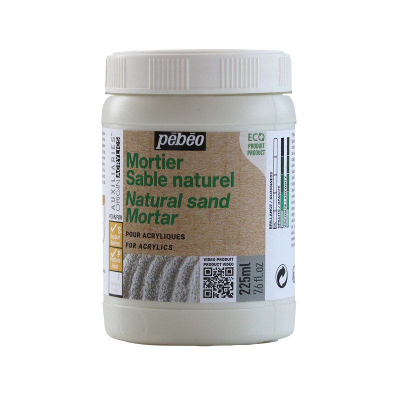 Mortier sable naturel Pébéo 225ml pour créer des effets de matière en atelier