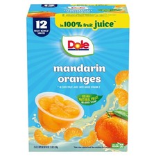 Dole Fruit Bowls Mandarin Oranges in 100 Fruit Juice, 4 oz Cups 12 Pack