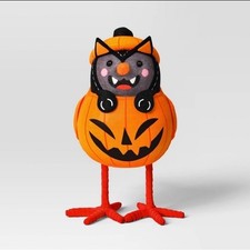 Hyde & EEK! Featherly Friends Halloween Bird Pawson Black Cat in a Pumpkin NWT