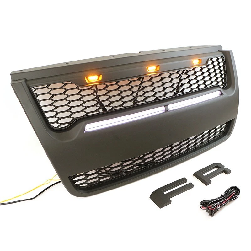 Rejilla delantera para Ford Explorer 2006-2010 con letras con luces negro mate Foto 2 de 4