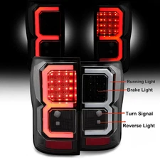 For Toyota Tundra  2007-2013  Dual C-Shape Tube Full LED Brake Black Tail Lights