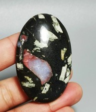 Rare Rainbow Peach Blossom Jade Palm Reiki Stone Healing