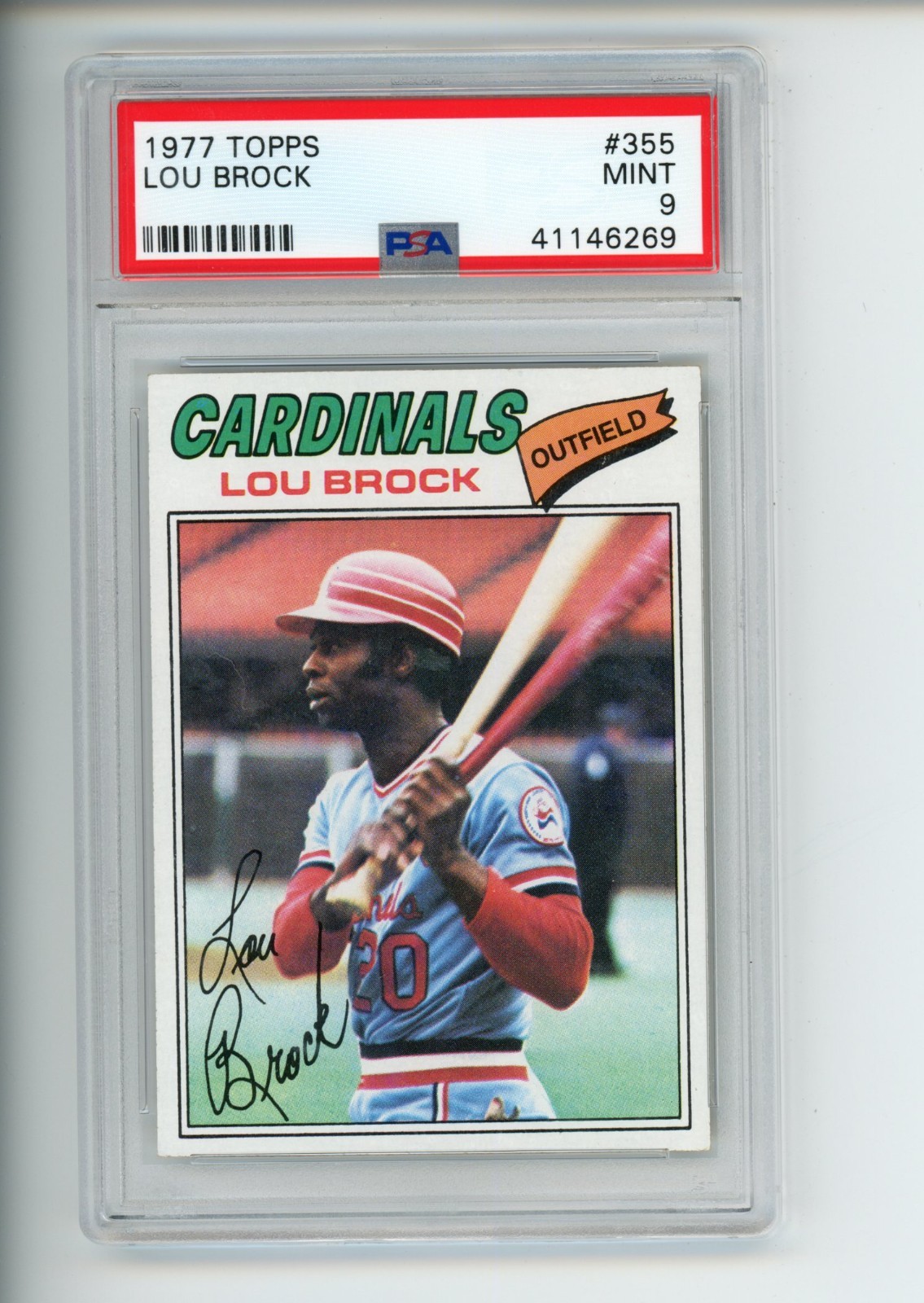 1977 Topps Lou Brock #355 St Louis Cardinals PSA 9 MINT