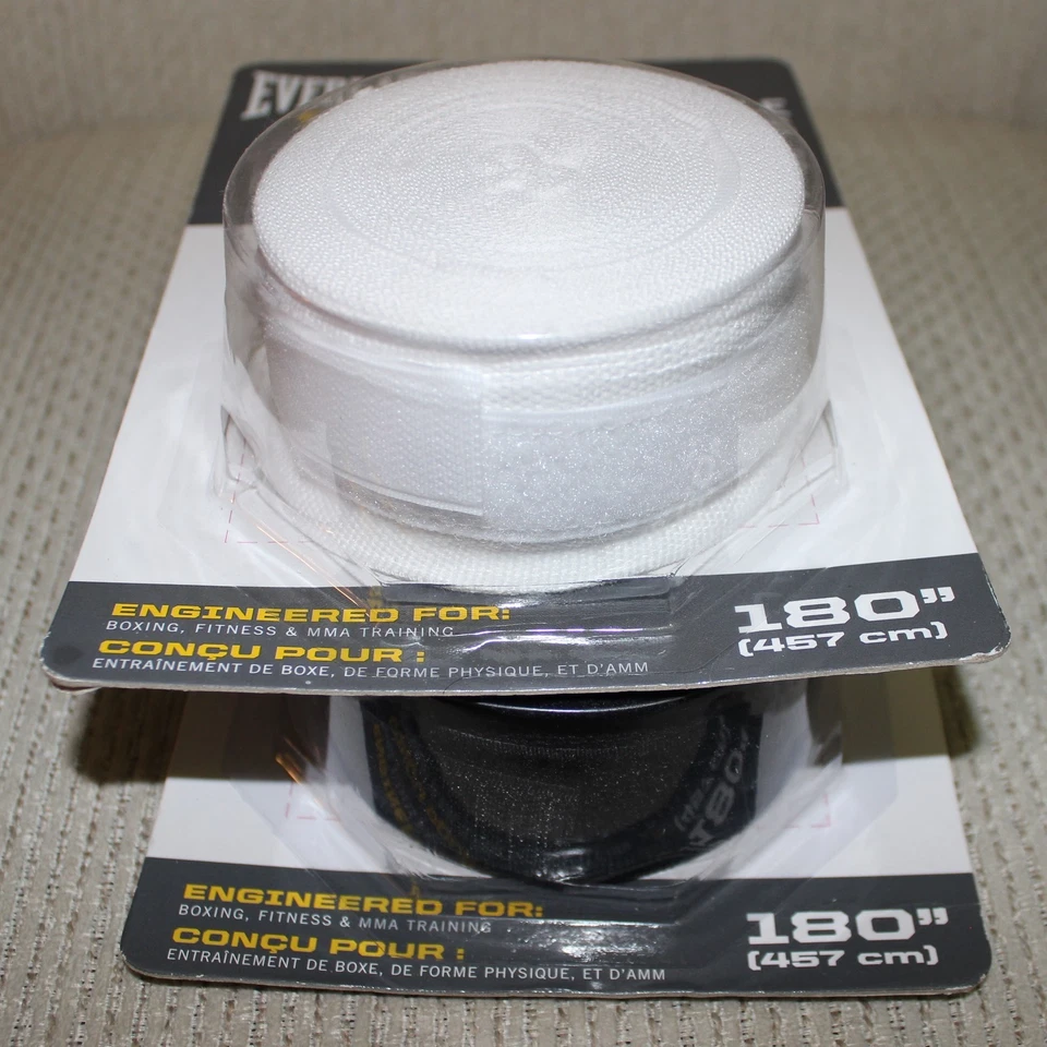 2 x Everlast 180" Pro Style Hand Wraps Training Boxing Equipment Black+White MMA - Image 4 of 4