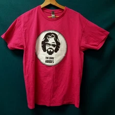 The Big Lebowski The Dude Abides Gildan Pink T-Shirt Adult Sz LG
