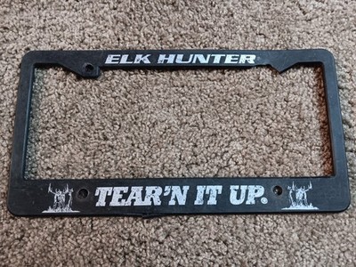 Elk Hunter ''Tear'n It Up.'' Hunting, Animals, Car Plastic License Plate Frame