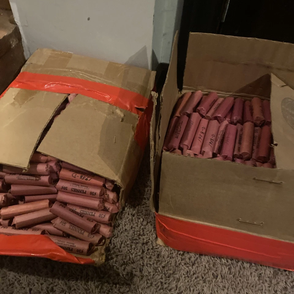 Moneda de plata de 1 oz probabilidades de caza 1 en 10 con un rollo de 50 centavos de trigo 1909-1958 Foto 2 de 4