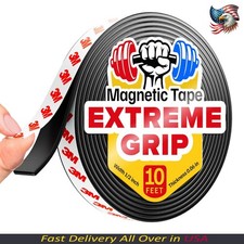 Super Sticky Magnetic Tape 10 Feet X 1/2 Inch - Stong Magnet Strip with Adhesi