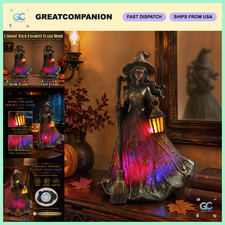 Color-Changing Witch Lamp - Resin Halloween Night Light, Spooky Indoor Decor