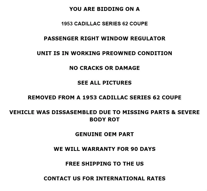 1953 Cadillac Series 62 Coupe Right Side Door Window Regualtor Mechanism OEM - Image 2 of 4