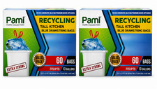 13 Gallon Recycling Trash Bags Drawstring Blu...