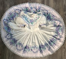 Vintage Daisy Kingdom Purple Floral Polka Dot Dress Size 4 Prairie Cottagecore
