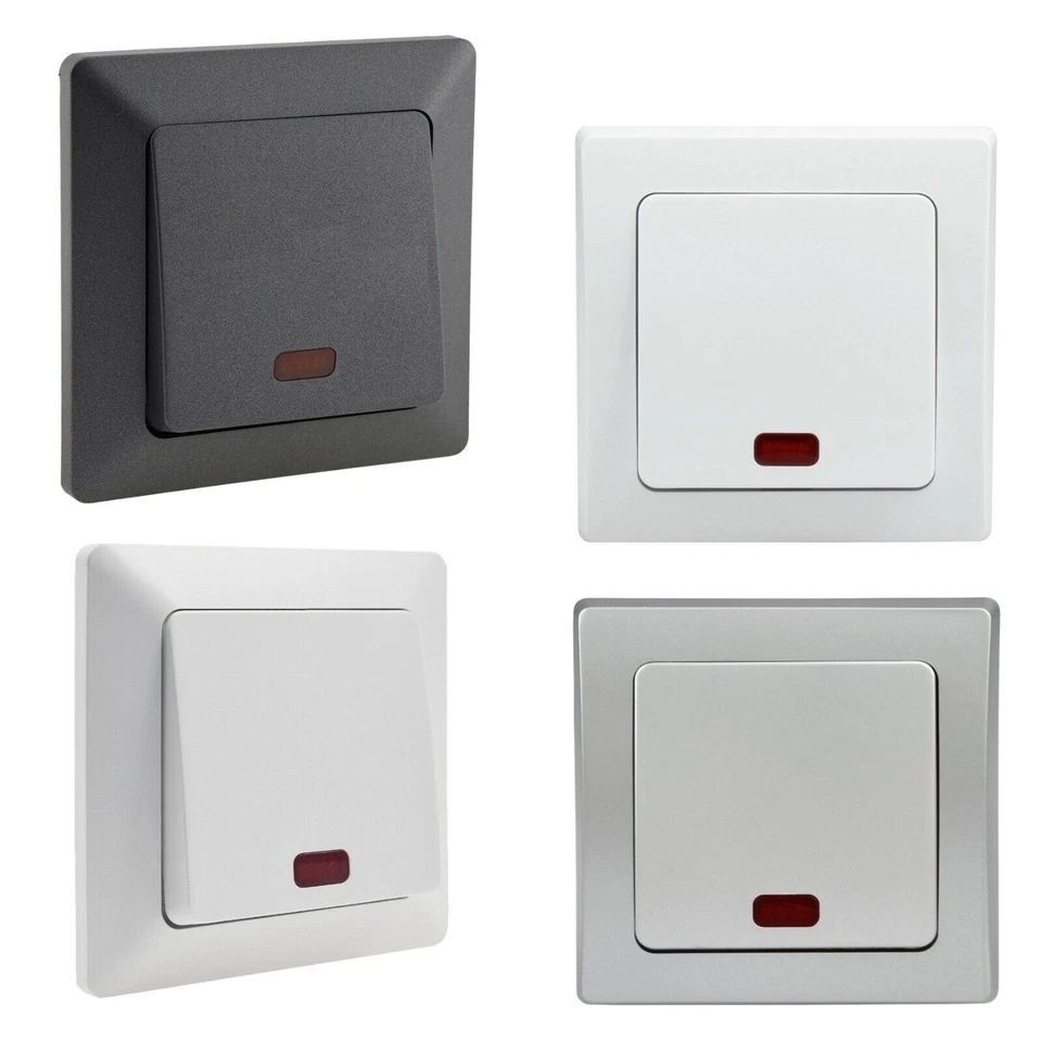 CHILITEC Unterputz beleuchteter Licht-Schalter mit Beleuchtung Kontroll-Leuchte UP