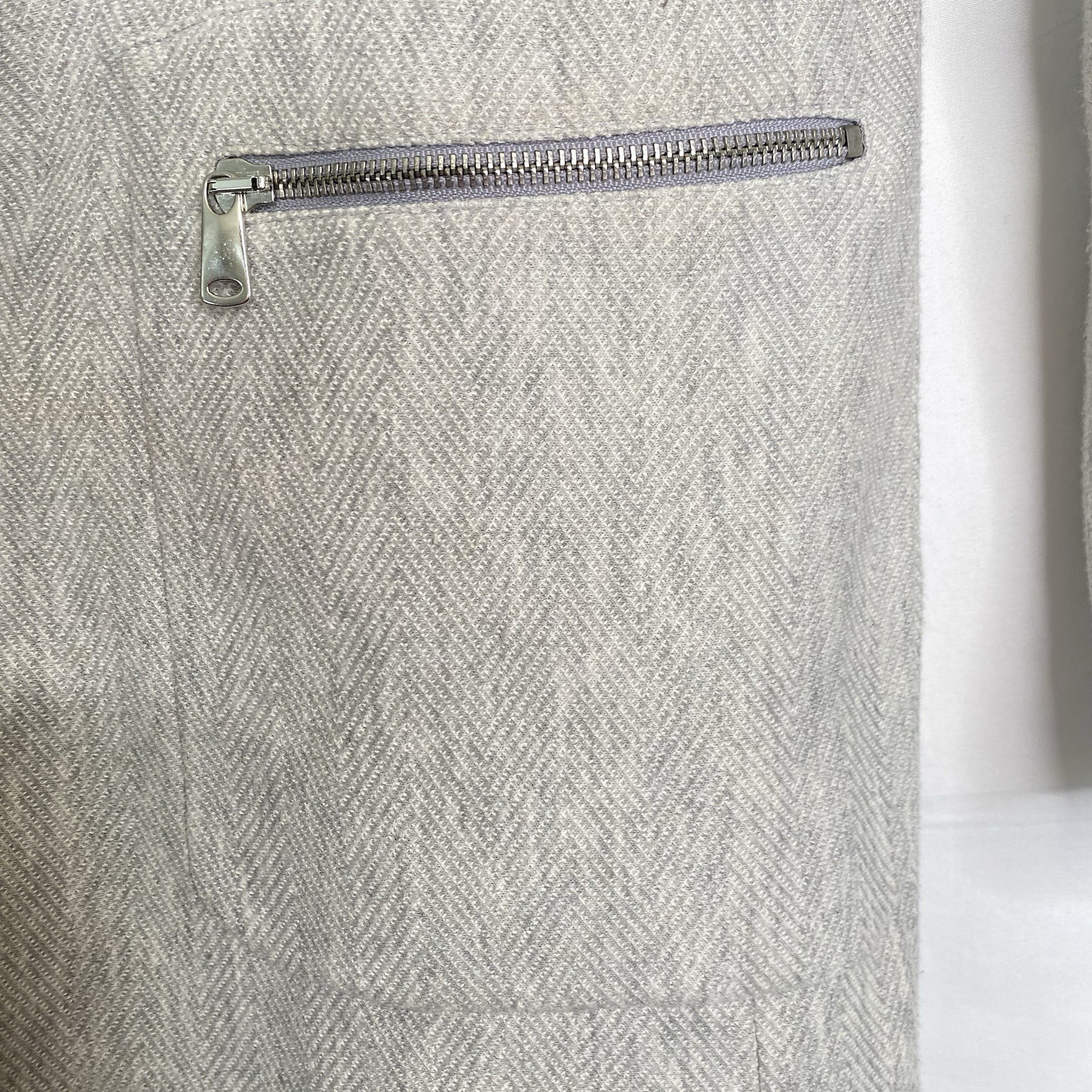 Zara Basic sGray Coat Herringbone Jacket Zip Up P… - image 6