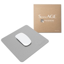 SenseAGE Slim Mouse Pad for 8.7L x 8.7W inches, -Light Grey With Logo 