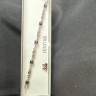 Trifari Purple Round Stone Jewelry Set Bracelet Earrings Silver Vintage Fashion