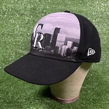 Colorado Rockies Hat Cap Black New Era 59Fifty Fitted Sz 8 City Skyline MLB COL