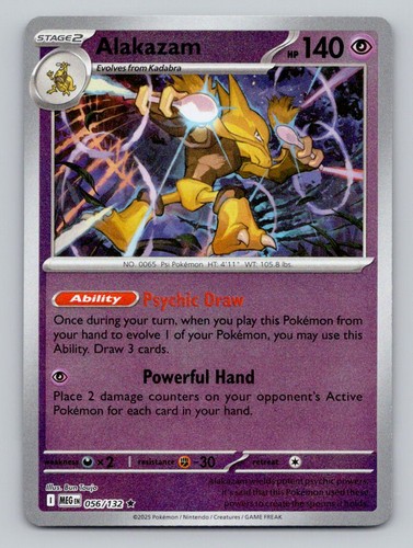 Alakazam 056/132 Rare Mega Evolution Pokemon Reverse Holo Near Mint