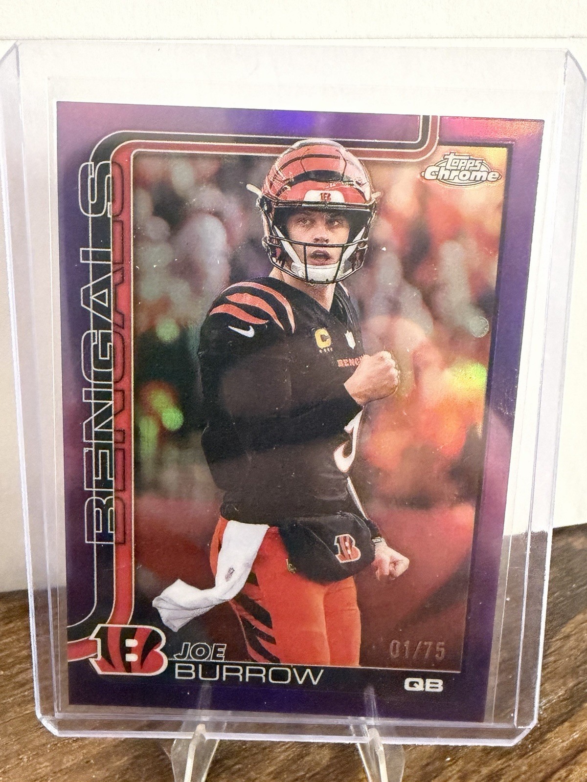 2025 Topps Chrome True Purple Refractor /75 Joe Burrow #61 Cincinnati Bengals