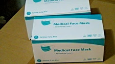 1000 Pcs (20 Box) Disposable 3 Ply Medical Ear-Loop Face Masks ASTM Level 1 Blue