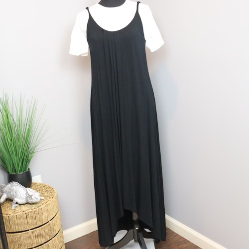 Adrienne Vittadini Black Strappy Jersey Maxi Dress Size M