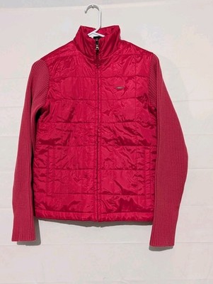 Ellesse Italia Lightweight puffer Jacket with Knitted sleeves Red Women sz S/XS