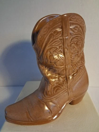 Vtg! Frankoma Cowboy Boot Pottery; 8"! ;Shelf/Table Decor ;Stamped;#'d ;EUC/mint