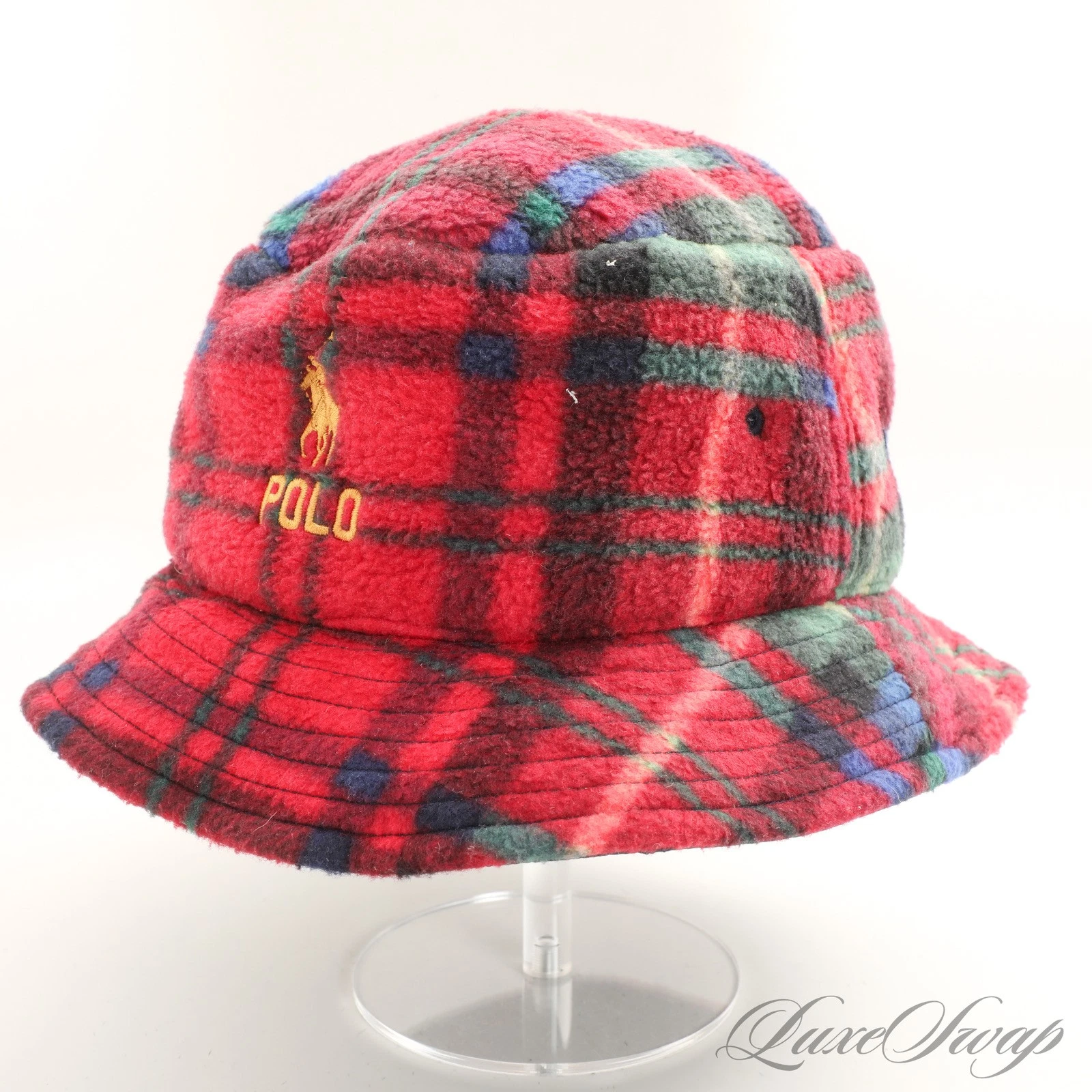 NWT Polo Ralph Lauren Berry Green Multi Tartan Plush Fleece Bucket Hat L-XL NR
Opens in a new window