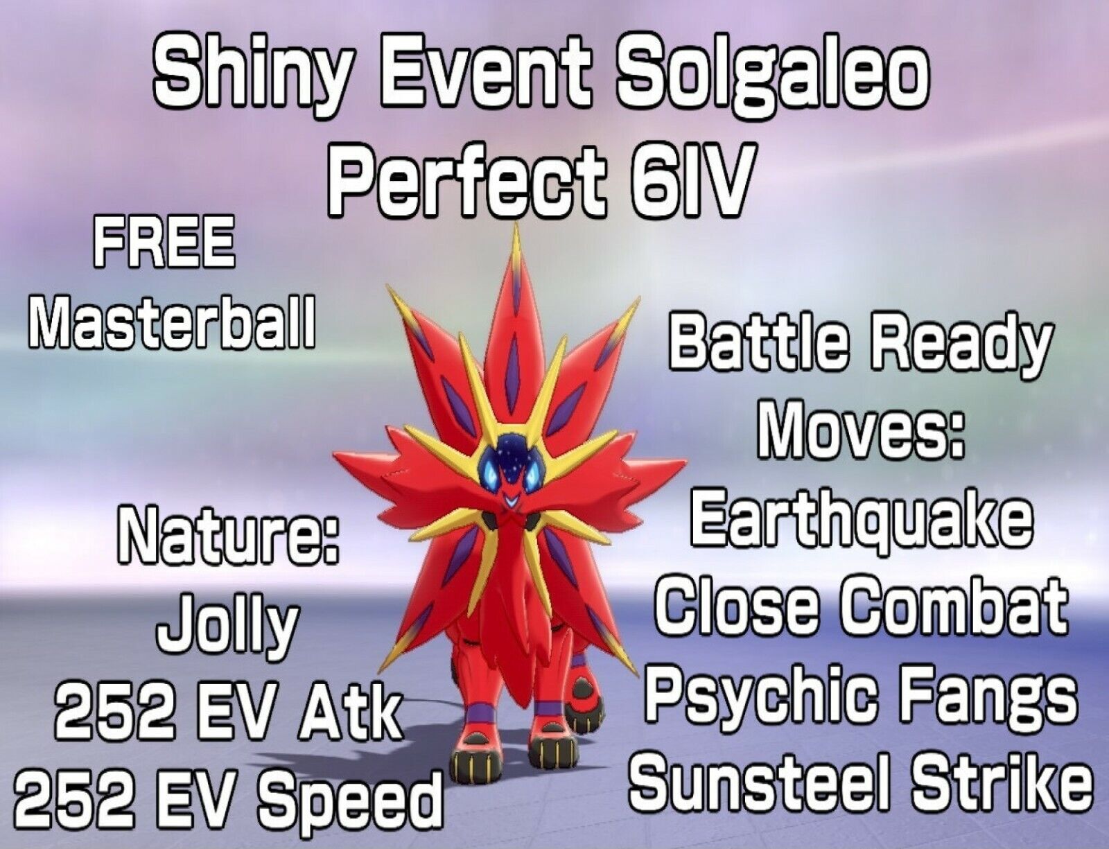 Pokemon Sword and Shield Ultra Shiny Solgaleo 6IV-EV Trained