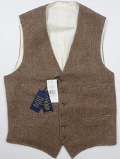 Polo Ralph Lauren Vest Waistcoat Herringbone Wool Italy Tweed Brown RARE NWT