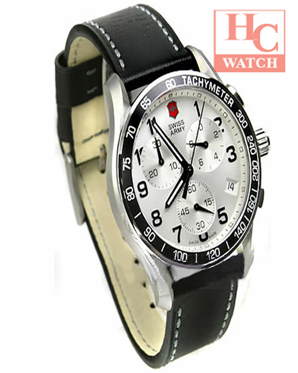 New Victorinox Swiss Army 241126 Chrono Classic St.Steel Sapphire Quartz Leather