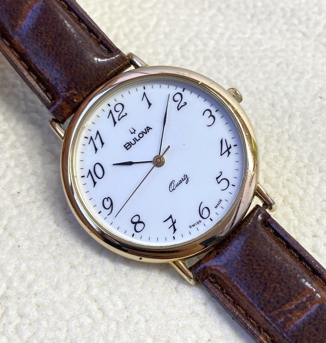 Vintage Bulova Men's Watch Gold Plated Arabic Numerals
