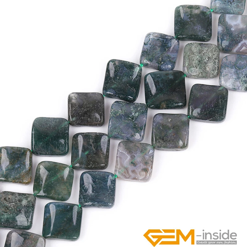 16mm Natural Square Diagonal Stone Rhombus Twist Flat Beads Jewelry Making 15" - Image 3 of 4