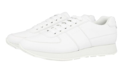PRADA Leather Prax Sneakers - 4E3341 - all White - NEW -  US 11 EU 44