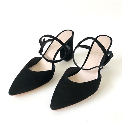 Loeffler Randall Women's Black Suede Leily Ankle Strap Pumps Size 11B