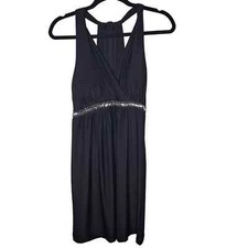 Fredericks Of Hollywood Dress Womens L Black Beaded Waist Halter Slip Nightgown