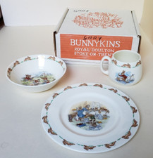 Vtg Royal Doulton Bunnykins Child's Dish Set Plate Bowl Mug Bone China England