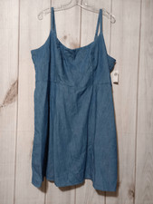 Old Navy Dress Ladies 2xl Chambray Sleeveless Midi Pockets