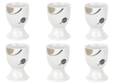 6er Set Eierbecher Corona 4,8cm Porzellan weiß mit Dekor Eier Eibecher Geschirr