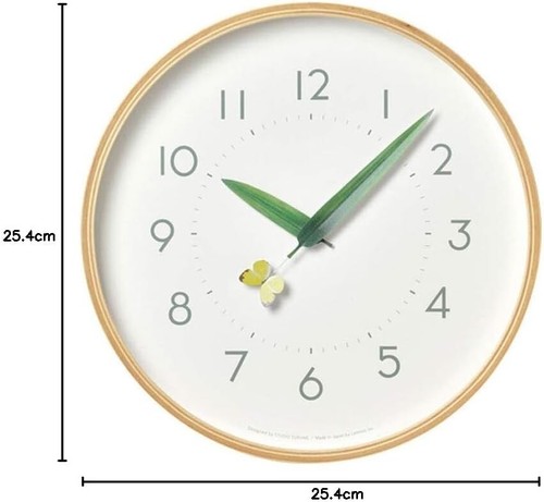 Lemnos Wall Clock Analog Natural Wooden Hanging MONKI perch Sur18-16 Perch Wood - Picture 2 of 6