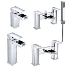 Waterfall Bathroom Taps Chrome Tall Basin Mixer Bath Filler Shower Deck Set